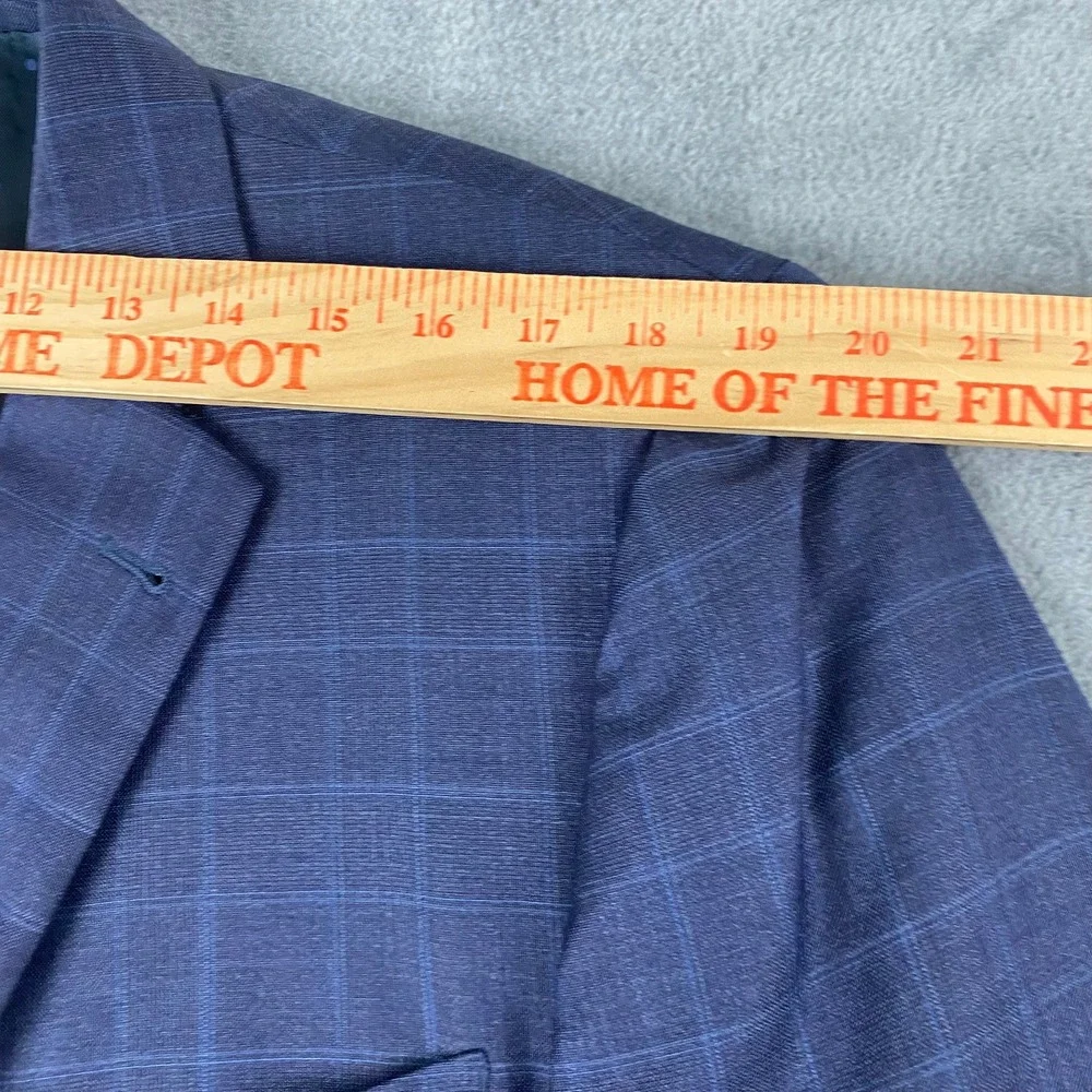 Joseph Abboud 44L/35R Suit Blue Windowpane Reda Super 130s Wool Union USA Made
